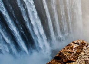 Downward view of Victoria Falls at the border of Zimbabwe and Zambia