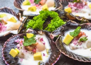 Fresh scallops served at a restaurant in Peru 