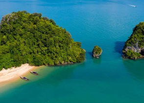 Small tropical island with sand beach near Koh Yao Noi, Thailand