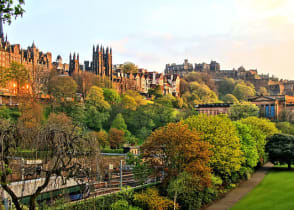 Princes street gardens in Edinburgh, Scotland