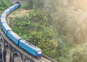 Train goes through jungle in Sri Lanka