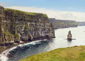 Mother and daughter at the Cliffs of Moher in Ireland