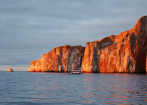 Kicker Rock at sunset near the Galapagos Islands, Ecuador