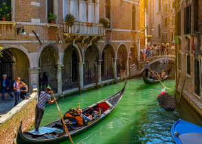 Gondola rides on the canals in Venice, Italy