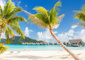 Bungalows over water in Bora Bora