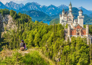 View of the famous Neuschwanstein Castle, Fussen, Germany