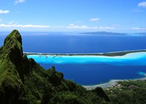 Aerial view of Otemanu mountain in Tahiti