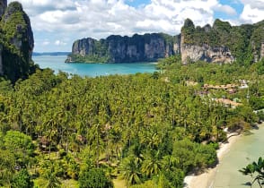 Tropical jungle, beaches and karst rock formations in Krabi, Thailand