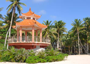 Pagoda at beach in Hainan Island, China 