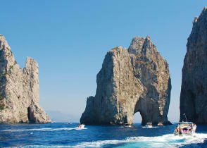 Faraglioni rock formations on the coast of Capri, Italy