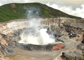 Walk the volcanic peaks and watch the steam rise right out of the crater at Poas volcano, Costa Rica