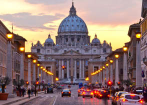 View of Saint Peter's Basilica at dawn in Vatican City, Rome, Italy