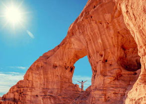 Hiker in Timna Park near Eilat, Israel