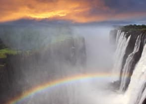 Victoria Falls at sunset, Zambia, Africa