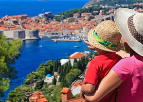 Mother and son on vacation in Dubrovnik, Croatia