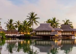 Overwater bungalows in Moorea, French Polynesia