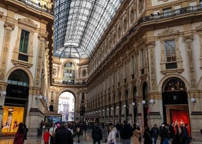 Gallery of Victor Emmanuel II, an architectural monument, one of the tourist attractions of Milan, Italy