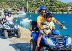 Family on ATV tour in Greece