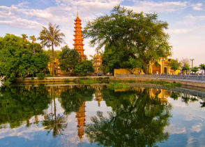 Tran Quoc Pagoda at early morning in Hanoi, Vietnam