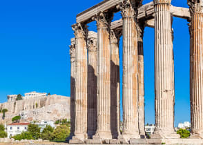 Temple of Zeus and Acropolis Hill in Athens, Greece