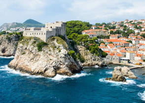 Fortress and old town seaside town of Dubrovnik, Croatia