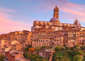 Siena at sunset in Italy