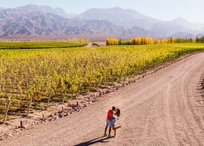 Couple at vineyard in Mendoza, Argentina