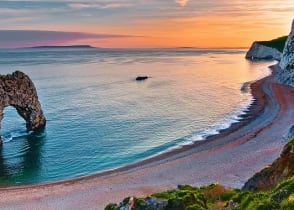 Sunset over Durdle Door on England's Jurassic Coast