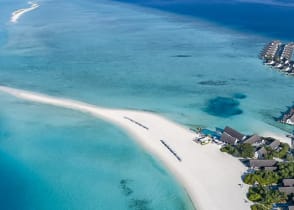 Aerial view of the Four Seasons at Landaa Giraavaru in the Maldives. Photo courtesy of Markus Gortz / Four Seasons