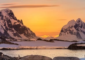 Snow capped mountains in Antarctica