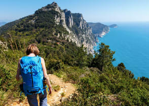 Trekking towards Portovenere in the Cinque Terre, Italy