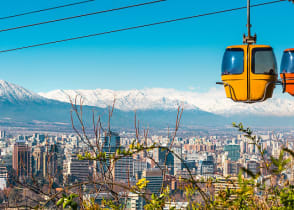 Cable car on San Cristobol Hill overlooking Santiago, Chile