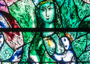 Details of the Mach Chagall designed stained glass windows in the the Fraumünster Church in Zürich, Switzerland