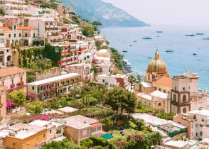 The town of Positano on the Amalfi Coast in Italy.