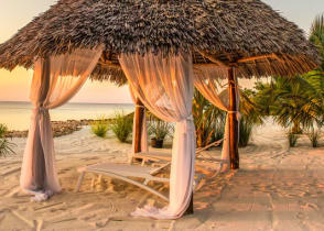 A Zanzibar beach at sunset.