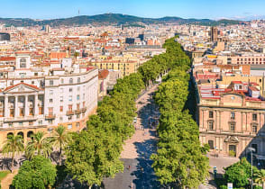 La Rambla pedestrian area in Barcelona, Spain