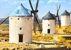 Castile La Mancha windmills of Cervantes Don Quixote in Consuegra, Spain.