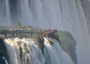 The impressive power of the rushing waters of the Iguazu Falls - Argentina is the perfect place for a couple to relax.