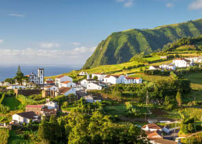 Scenic view of small village on Sao Miguel Island in the Azores, Portugal