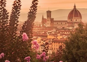 Sunest view of Florence from the Giardino delle Rose 