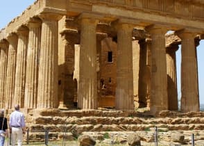 Senior couple at the Valley of the Temples in Agrigento, Sicily