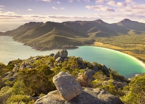 Wine glass bay from Mt Amos in Freycinet National Park