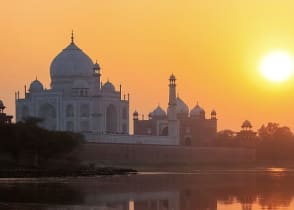 Taj Mahal at sunrise in Agra, India