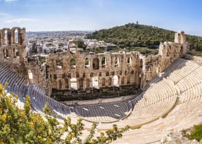 Admire the Theater of Dionysus, the first theater in the world, on your Acropolis tour in Athens.