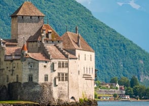 Chillon Castle on lake Geneva, Switzerland