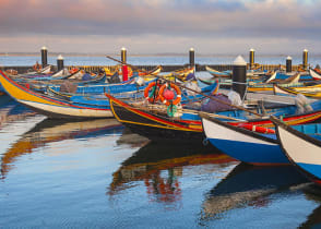 Colorful boats in Aveiro, Portugal