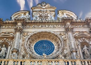 Facade of the Basilica of Santa Croce in Lecce, Puglia, Italy