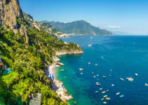 View of the beaches of the south coast of Italy