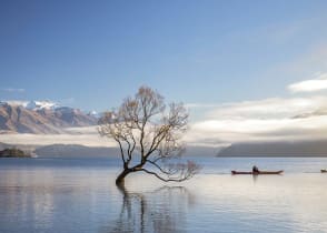 Kayaking on Lake Wanaka in Otago, New Zealand.  Photo courtesy of Tourism New Zealand / Miles Holden