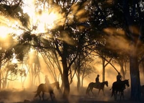 Family at a cattle station in Queensland, Australia